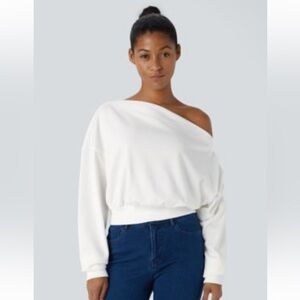 HALARA White Cropped Sweatshirt